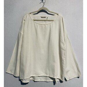 Soft Surroundings Top Womens Large Ivory Gauzy Pullover Hi Low Hem Beachy Boho